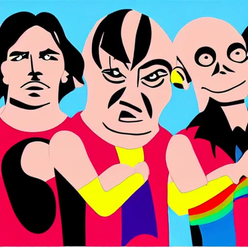 Prompt: Pink Floyd members from cartoon