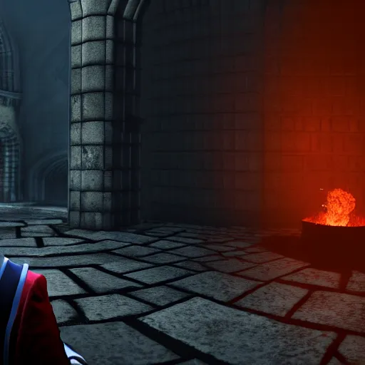 Prompt: donald trump in dark souls, ps 5 screenshot, isometric view, 3 d render, cryengine, highly detailed