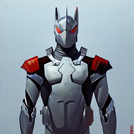 Image similar to greg manchess portrait painting of armored spiderman ultraman grey fox from metal gear cyborg gay japanese - american hybrid as overwatch character, medium shot, asymmetrical, profile picture, organic painting, sunny day, matte painting, bold shapes, hard edges, street art, trending on artstation, by huang guangjian and ail elvgren and sachin teng