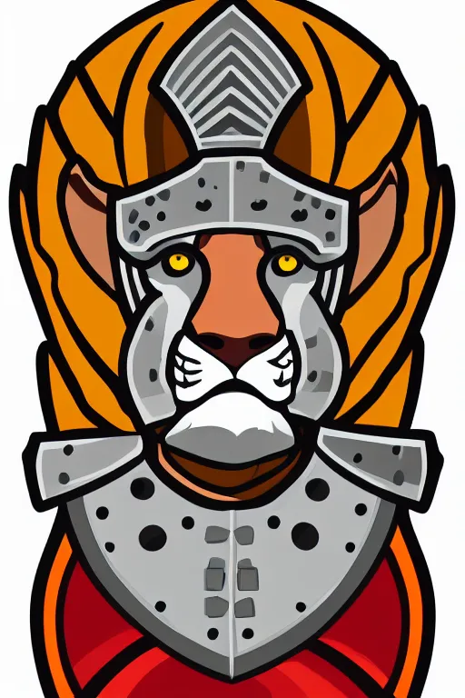 Image similar to Portrait of a lion in a medieval armor, knight, medieval, sticker, colorful, illustration, highly detailed, simple, smooth and clean vector curves, no jagged lines, vector art, smooth