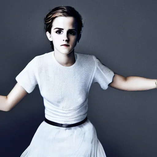 Prompt: photo of emma watson overflowing with electric energy