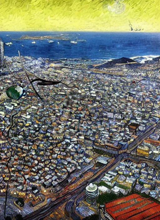 Image similar to hyper realistic cape town city,. painted by vincent van gogh and chiara bautista and norman rockwell and greg rutkowski weta studio, and lucasfilm