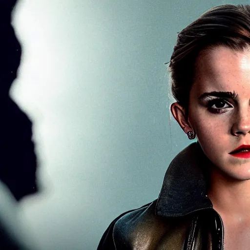 Image similar to emma watson starring in the new rocky movie, 8 0 s movie, cinematic, movie poster, dark, moody