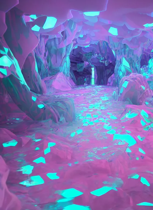Image similar to : abstract glossty shapes immersive experience meowwolf dalle2 macro lens 3d render unity unrealengine octane