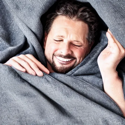 Prompt: guy under blankets listening to shitty Toto music