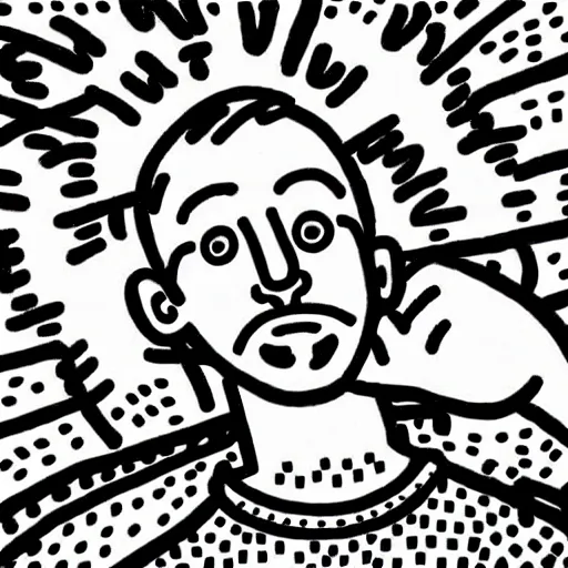 Image similar to keith haring illustration of ryan gosling