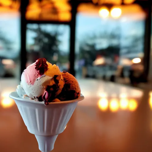 Prompt: epic ice - cream sundae dramatic lighting atmospheric taken with dslr