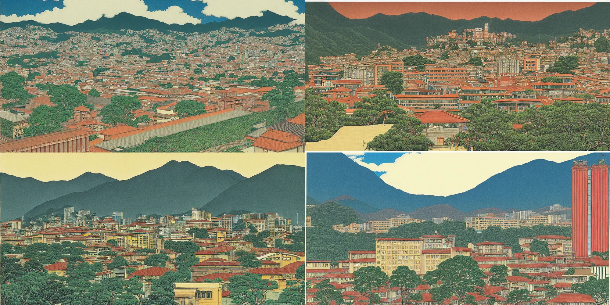 Prompt: bogota scenery by hasui kawase