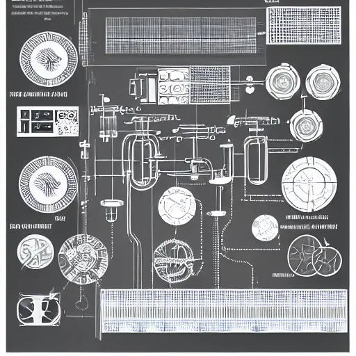 Image similar to exploded technical diagram of a machine that transmutes climate anxiety into sigma grindset energy. highly detailed, vector drawing, very very precise, mechanical diagram, technical manual, 8 k, high resolution scan, cross - sectional illustration