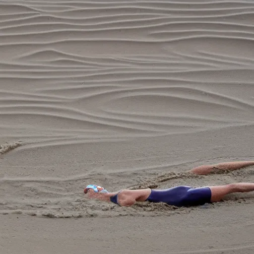 Image similar to olympic swimming in sand, instead of water there is sand, extremely coherent