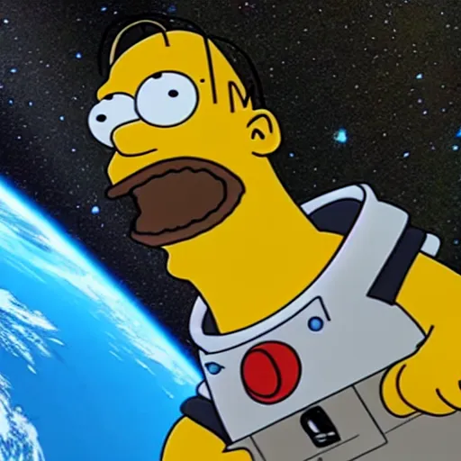 Prompt: homer simpson goes too space footage from the iss, homer simpson in the iss, realistic, hdr, clear image,