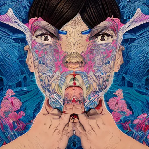 Image similar to Tristan Eaton, victo ngai, artgerm, Lofi dragon lady portrait