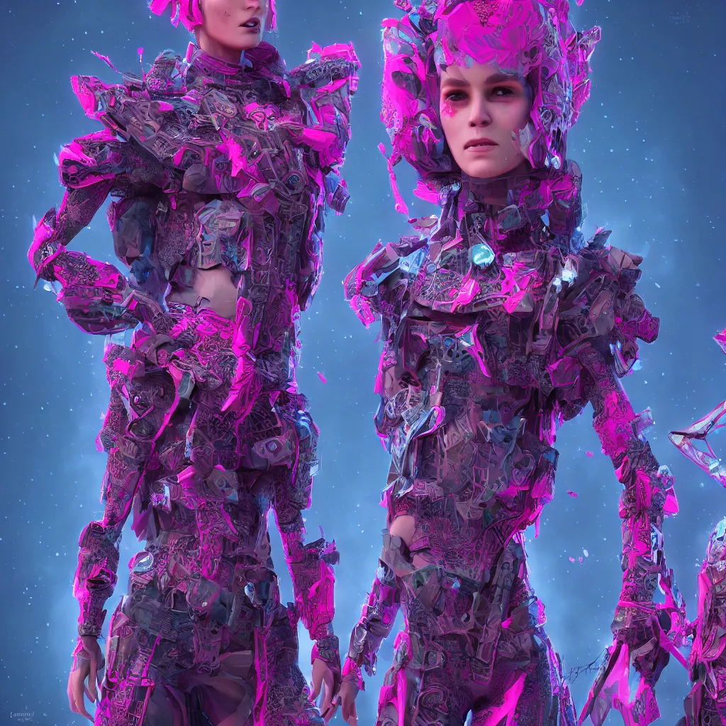 Image similar to fractal fantasy future fashion show designed by Hamcus and Demobaza, matte bright highly detailed, epic, 3D render, digital art, artstation, 8K artistic photography, photo-realistic, by Jenny Seville, WLOP