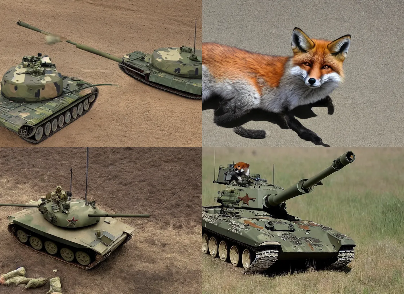 Prompt: by military, fox becomes tank