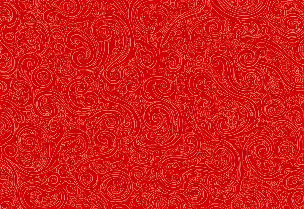 Image similar to a red background with swirls and waves royalty illustration, a silk screen by emperor huizong of song, shutterstock contest winner, sumatraism, repeating pattern, red background, matte background