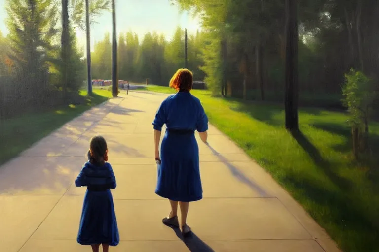 Prompt: ( ( a beautiful 8 k photorealistic masterpiece oil painting ) ( of ( mother encouraging her child to go out and play, the child is very nervous and shy ) ( finnish painting ) ) ( hyperrealism ) ( 1 6 k ) ( trending on artstation )