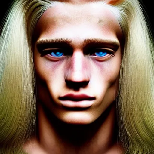 Prompt: young and beautiful extremely schizophrenic superhuman, lush detail, national geographic, blond hair, ultra - realistic, hyperrealism, isotonic