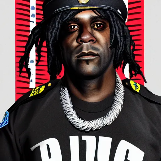 Image similar to chief keef as a police officer digital art very detailed 4 k detailed super realistic