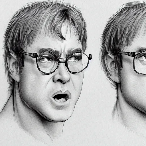 Image similar to anatomy of elton john voice, da vinci notes, ultradetailed, anatomy study, artstation