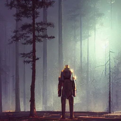 Image similar to centered portrait of white cybernetic panzerwolf made of steel and gold in light armor, by simon stalenhag, by ian pesty and alena aenami and makoto shinkai, concept art, matte painting, washed colors,