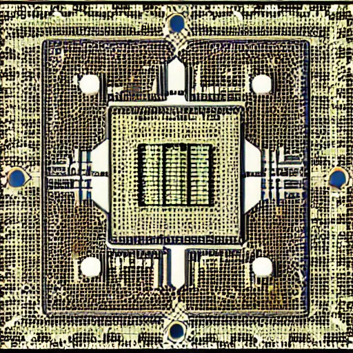 Image similar to microscopic mems federal sigils, integrated circuit sigil mechanism under the microscope