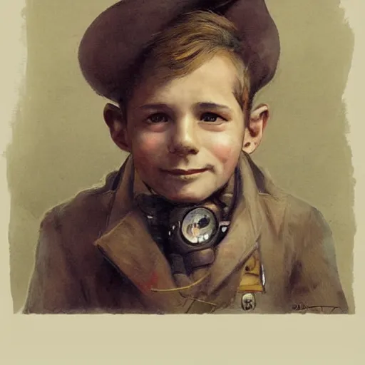 Prompt: (((((portrait of boy dressed as retro space explorer steampunk detective . muted colors.))))) by Jean-Baptiste Monge !!!!!!!!!!!!!!!!!!!!!!!!!!!