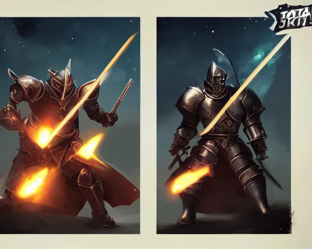 Image similar to battle of two evil knights among the stars, trending on artstation