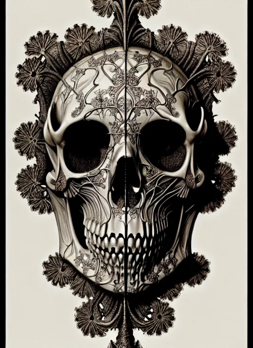 Image similar to art forms of nature by ernst haeckel, memento mori by arthur rackham, ornate antique porcelain beautiful skull mask, ultrasharp, photorealistic, hyperdetailed, octane render, polished, art nouveau, neo - gothic, gothic, intricate ornamental organic filigree, art nouveau botanicals, art forms of nature by ernst haeckel, horizontal symmetry, symbolist, visionary