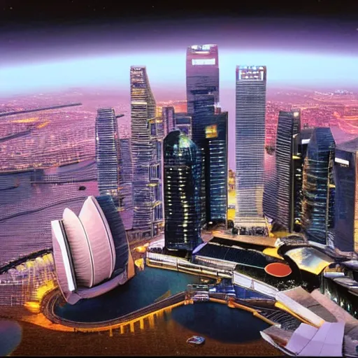 Prompt: a painting of singapore as a moon base, beautiful lighting, ultra realistic