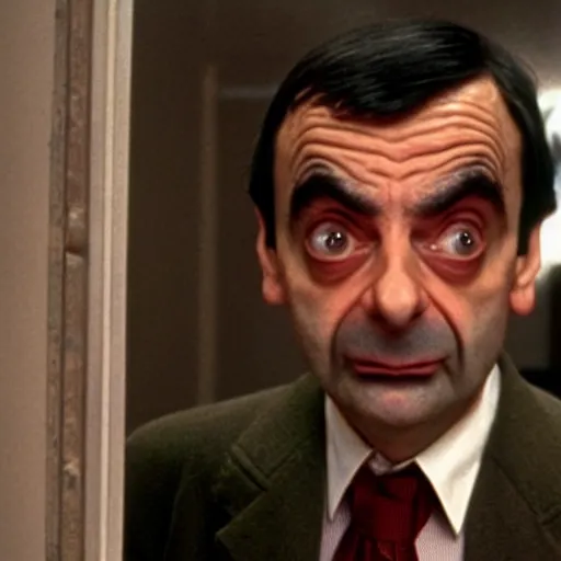 Image similar to A still of Mr Bean in The Shining