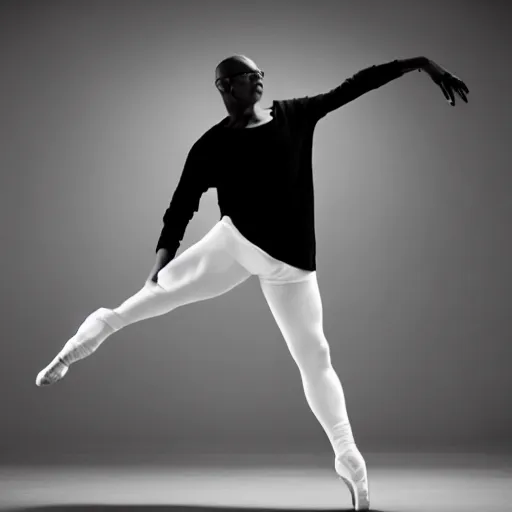 Image similar to Samuel L. Jackson as a ballerina, dancing gracefully, studio lighting