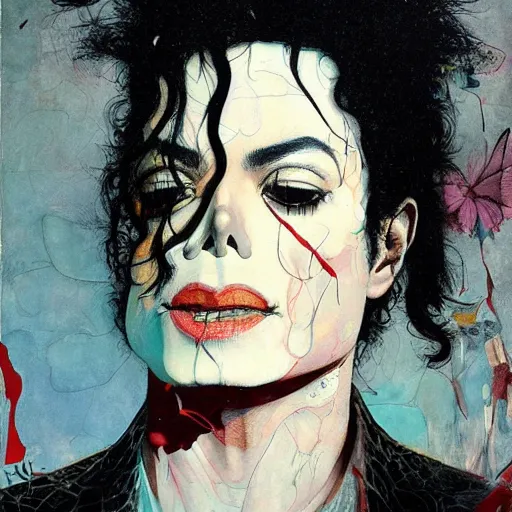Image similar to michael jackson in the style of adrian ghenie esao andrews jenny saville surrealism dark art by james jean takato yamamoto and by ashley wood and mike mignola