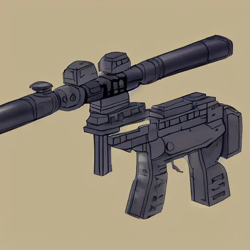 Image similar to isometric concept art of sniper gun that look like a toy