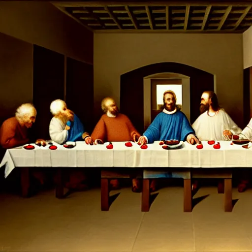 Image similar to colonel sanders at the last supper, photorealistic, 8k