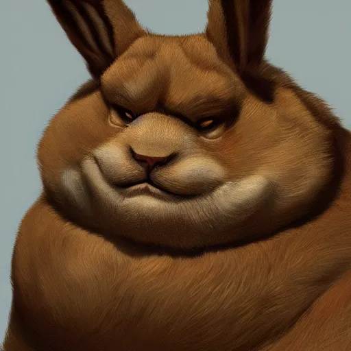 Image similar to portrait of the real life Big Chungus, highly detailed, digital painting, trending on artstation, concept art, smooth, sharp focus, by caravaggio