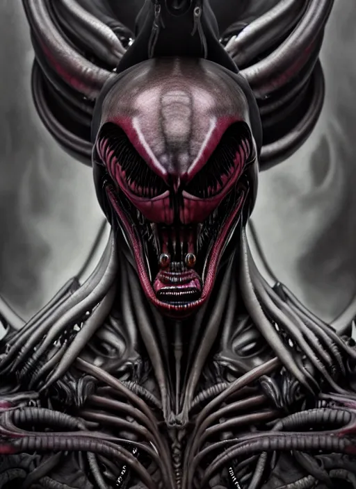 Prompt: ultra realistic, male human xenomorph, dracula, goth, tattoos, leather, fantasy, flesh, bone, body horror, intricate details, eerie, highly detailed, octane render, 8 k, art by artgerm and alphonse mucha and greg rutkowski