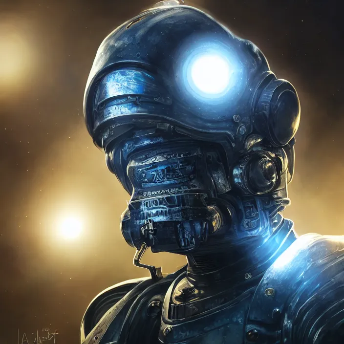 Image similar to portrait art of 8k ultra realistic retro futuristic space marine helmet, lens flare, atmosphere, glow, detailed,intricate,blade runner, cybernetic, full of colour, cinematic lighting, trending on artstation, 4k, hyperrealistic, focused, extreme details,unreal engine 5, cinematic, masterpiece, art by ayami kojima, giger