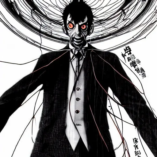 Image similar to Mr Bean looking sinister, by Tsutomu Nihei, highly detailed