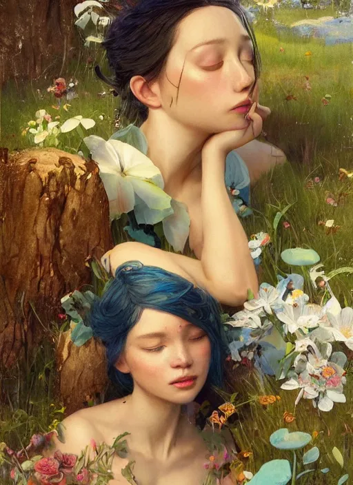 Prompt: beautiful fantasy painting scene of beautiful chill summer day, by Kenne Gregoire, James Jean, Tran Nguyen, WLOP, Jakub Rebelka. trending on Artstation, 8k, masterpiece, graffiti paint, fine detail, full of color, intricate detail, golden ratio illustration