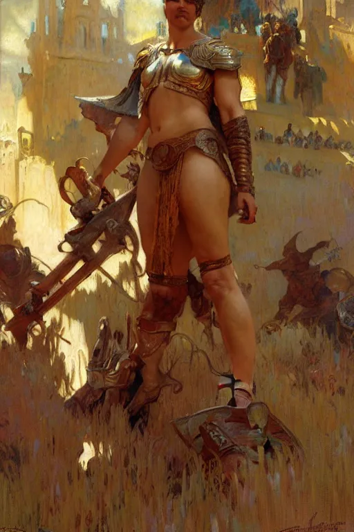 Image similar to gladiator, painting by gaston bussiere, craig mullins, greg rutkowski, alphonse mucha