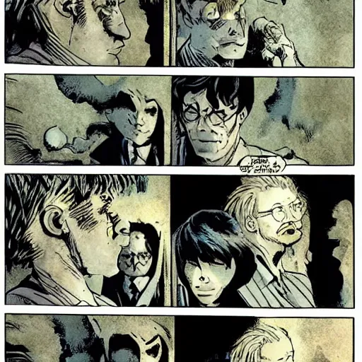 Image similar to comics Harry Potter casting a Patronus in The Sandman comic, by Neil Gaiman, by Dave McKean, comics Sandman, small details, whole-length