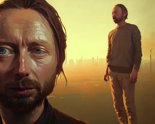 Prompt: highly detailed portrait of thom yorke, in gta v, stephen bliss, unreal engine, fantasy art by greg rutkowski, loish, rhads, ferdinand knab, makoto shinkai and lois van baarle, ilya kuvshinov, rossdraws, tom bagshaw, global illumination, radiant light, detailed and intricate environment