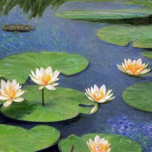 Prompt: !!! sticker!!! close - up of a frog in the water lilies, highly detailed, digital art, matte painting, sharp focus, matte painting, by isaac levitan, monet, asher brown durand,