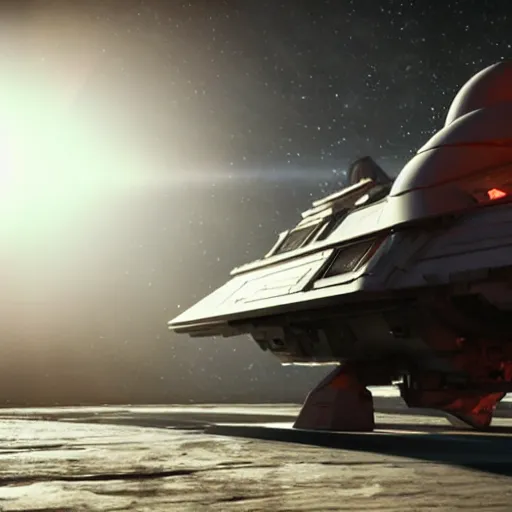 Prompt: the expanse tv show spaceship render exterior realistic dramatic lighting stills 4 k