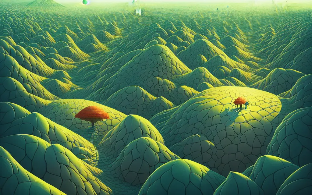 Image similar to gediminas pranckevicius very detailed, ilya kuvshinov, mcbess, rutkowski, illustration of a dense green alien megacity on a desert planet, alien architecture, seen from above, colorful, deep shadows, astrophotography