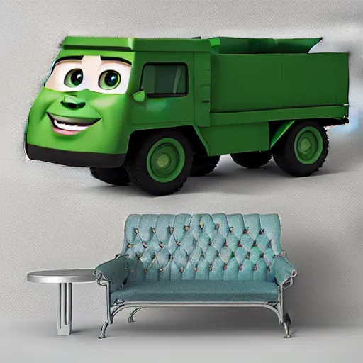 Image similar to HIMARS, Cars Pixar movie style, detailed, green