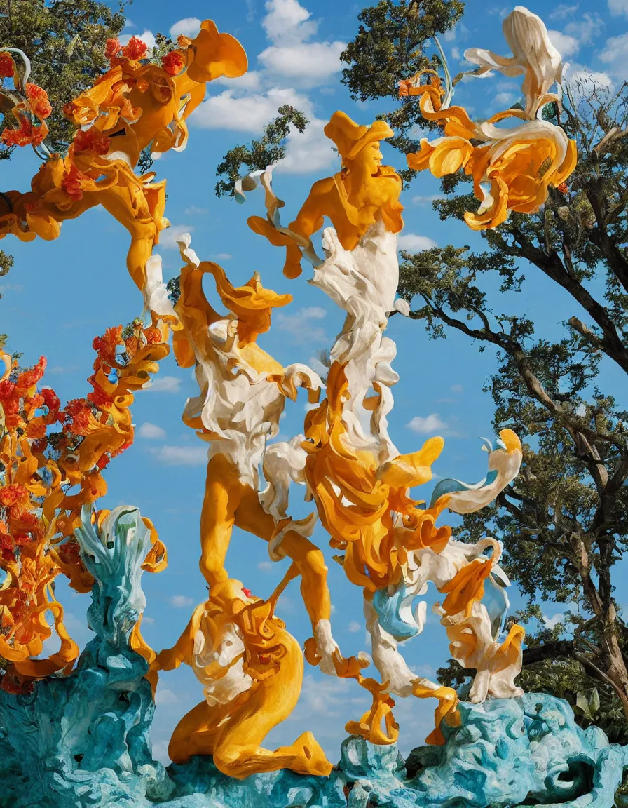 Prompt: a cowboy turning into blooms. tropical sea slugs. complementary colors. national geographic. 8 k, rendered in octane, smooth gradients. sculpture by antonio canova by slim aarons, by zhang kechun, by lynda benglis, by frank frazetta.
