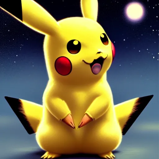 Image similar to a very real looking pikachu, it has yellow hair and a beautiful unconventional face, deep space in the background, elegant, highly detailed, digital painting, artstation, realism, concept art, pop, smooth, mythological, sharp focus, qualia, illustration, art by mark ryden 3 d 8 k ultra detailed