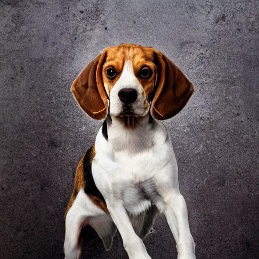 Prompt: the spirit of a beagle levitating from his body, mystical light lighting him up, magical dust