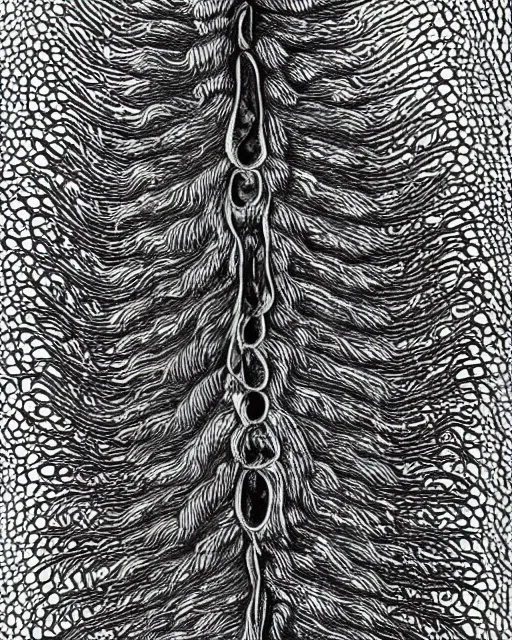 Image similar to Escherichia coli, close up details, drawn by Ernst Haeckel,